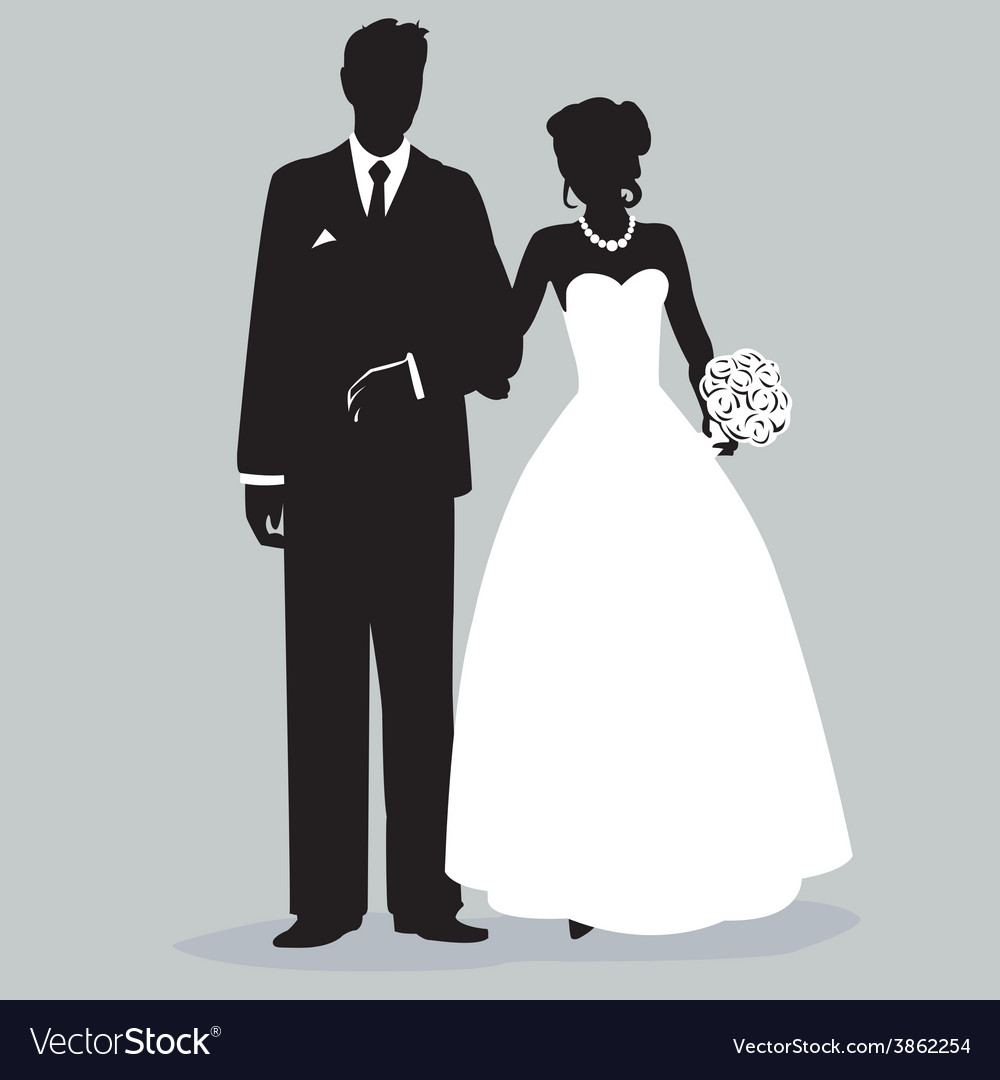 Detail Bride And Groom Silhouette Vector Free Nomer 3