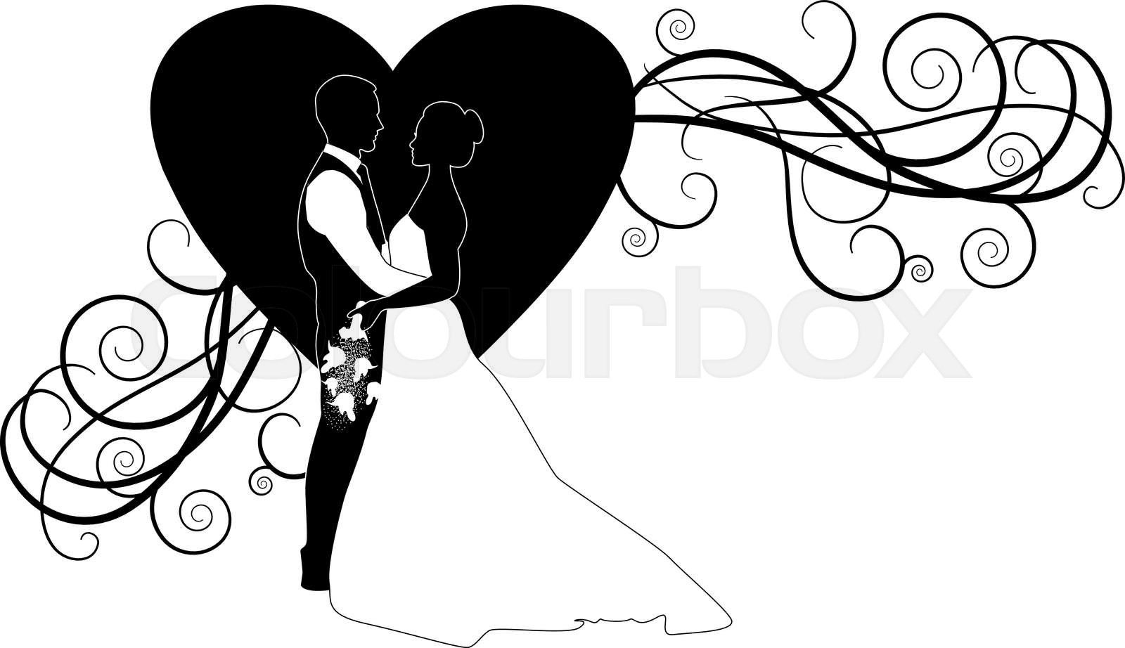 Detail Bride And Groom Silhouette Vector Free Nomer 50