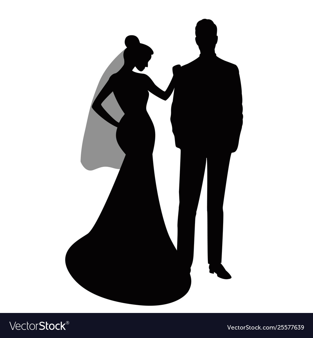 Detail Bride And Groom Silhouette Vector Free Nomer 9
