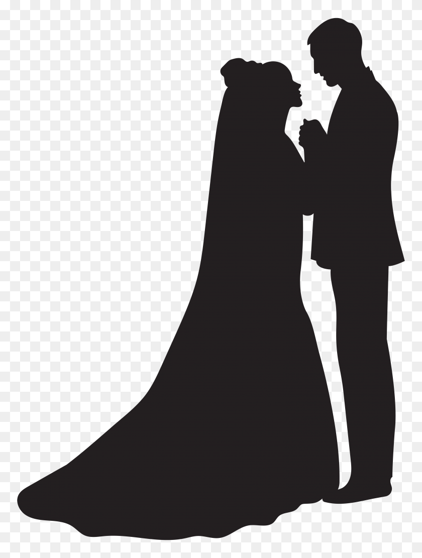 Detail Bride And Groom Silhouette Wedding Clipart Nomer 10