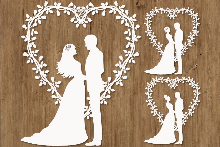 Detail Bride And Groom Silhouette Wedding Clipart Nomer 37