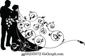 Detail Bride And Groom Silhouette Wedding Clipart Nomer 41