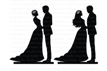 Detail Bride And Groom Silhouette Wedding Clipart Nomer 44