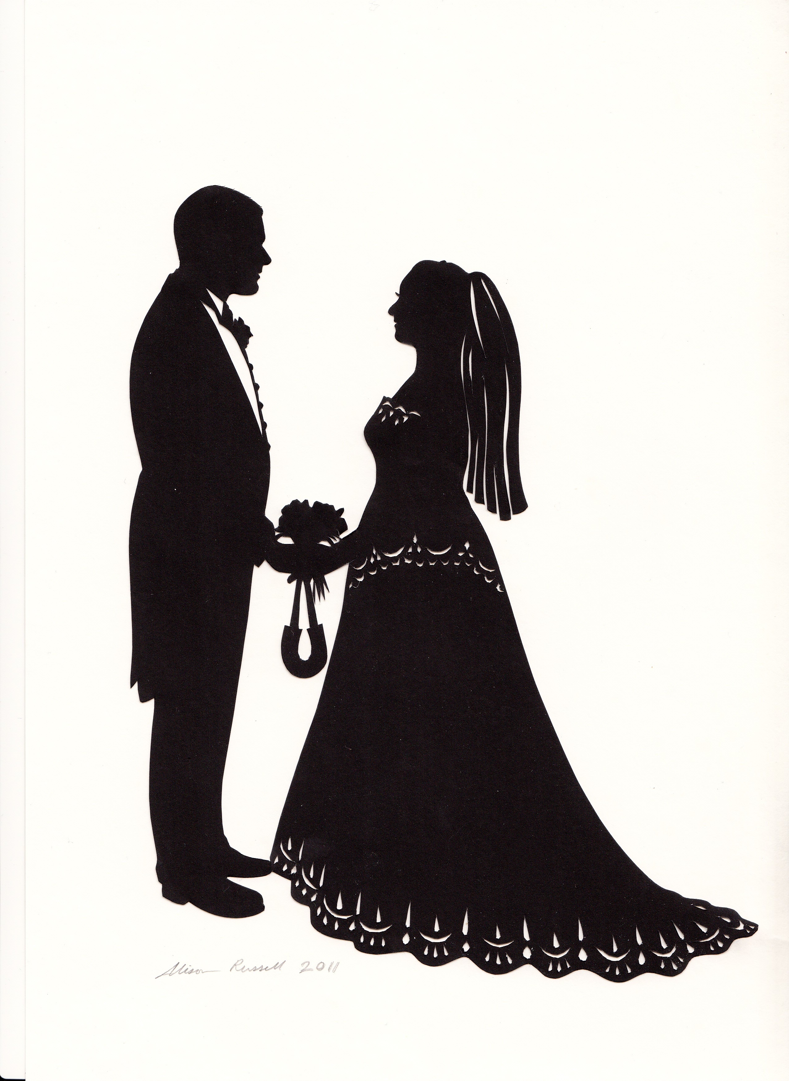 Detail Bride And Groom Silhouette Wedding Clipart Nomer 48