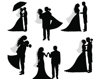 Detail Bride And Groom Silhouette Wedding Clipart Nomer 49