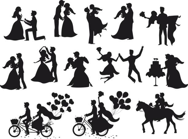 Detail Bride And Groom Silhouette Wedding Clipart Nomer 50