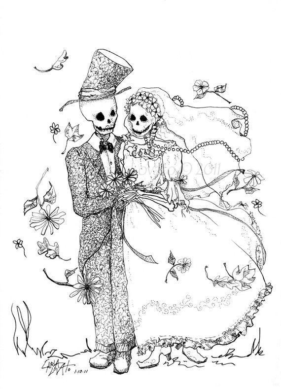 Detail Bride And Groom Skeleton Pictures Nomer 46