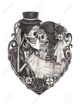 Detail Bride And Groom Skeleton Tattoos Nomer 11