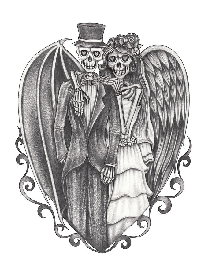 Detail Bride And Groom Skeleton Tattoos Nomer 20