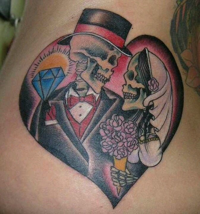 Detail Bride And Groom Skeleton Tattoos Nomer 26