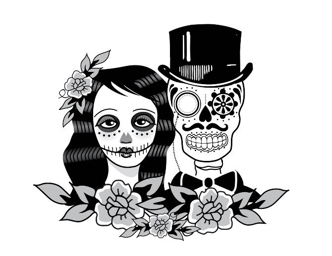 Detail Bride And Groom Skeleton Tattoos Nomer 32