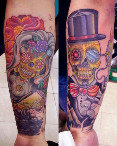 Detail Bride And Groom Skeleton Tattoos Nomer 33