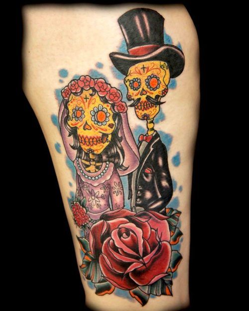 Detail Bride And Groom Skeleton Tattoos Nomer 5