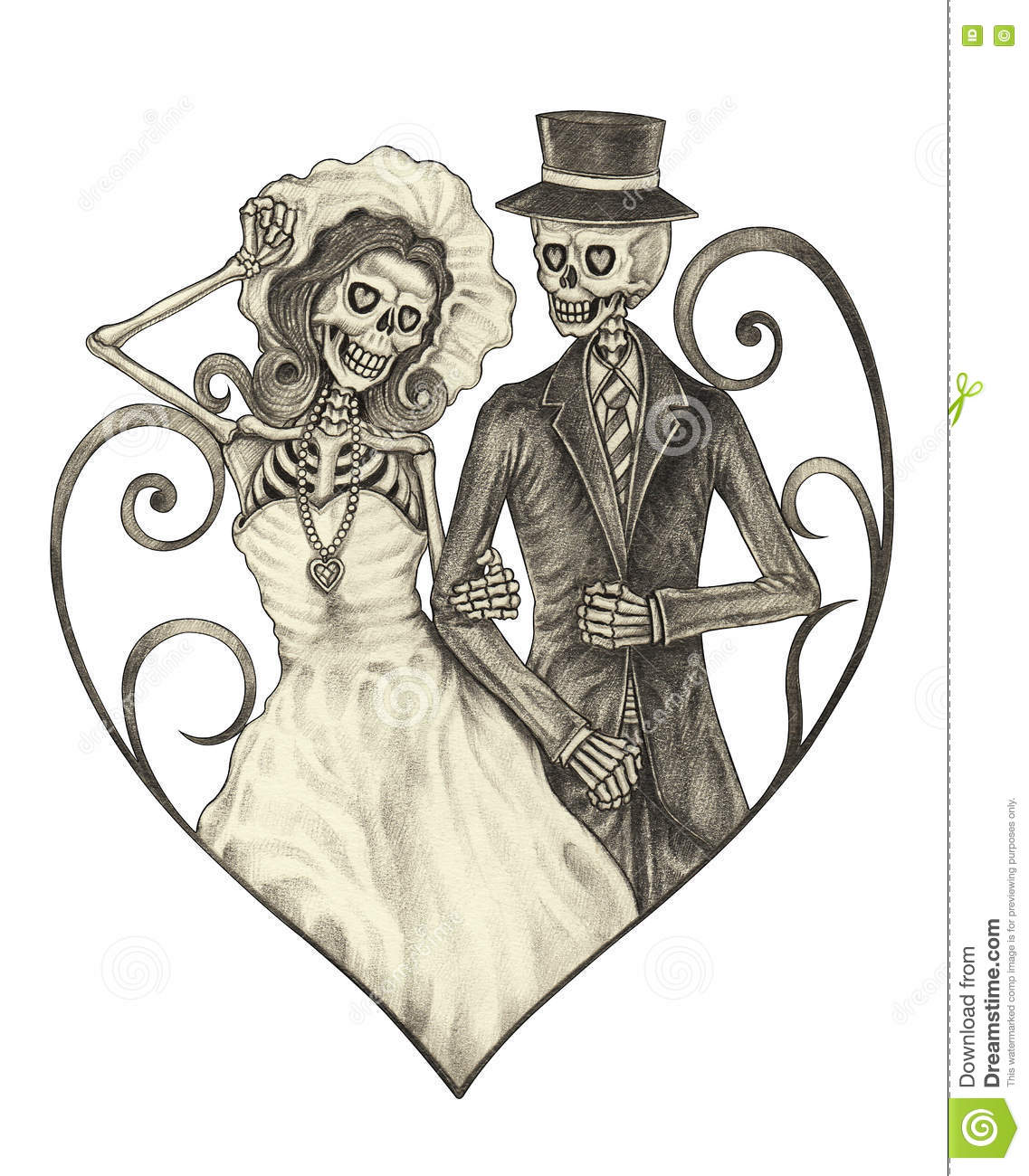 Detail Bride And Groom Skeleton Tattoos Nomer 55