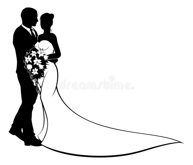 Detail Bride Groom Silhouette Clip Art Nomer 5