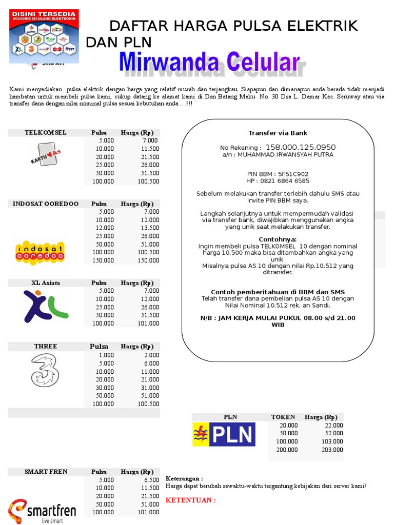Detail Brosur Pulsa Doc Nomer 15