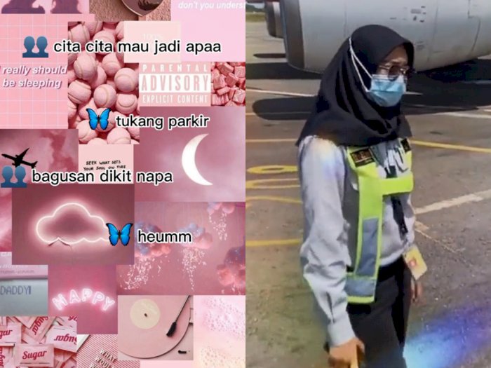 Foto Tukang Parkir Pesawat Perempuan Berhijab - KibrisPDR