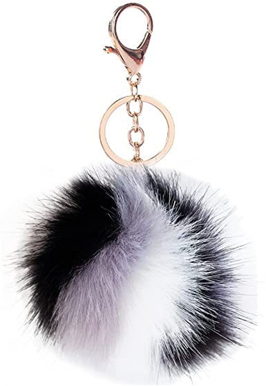 Detail Fox Fur Ball Keychain Nomer 3