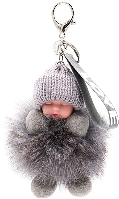 Detail Fox Fur Ball Keychain Nomer 22