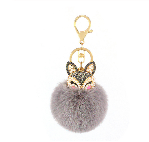 Detail Fox Fur Ball Keychain Nomer 37