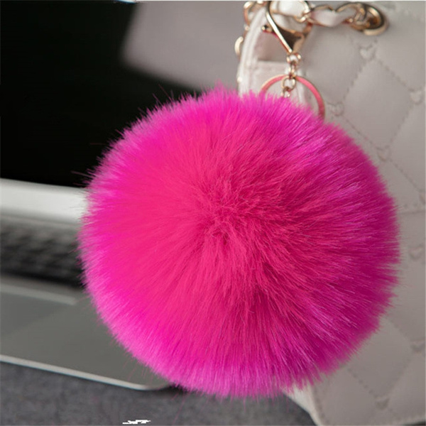 Detail Fox Fur Ball Keychain Nomer 55