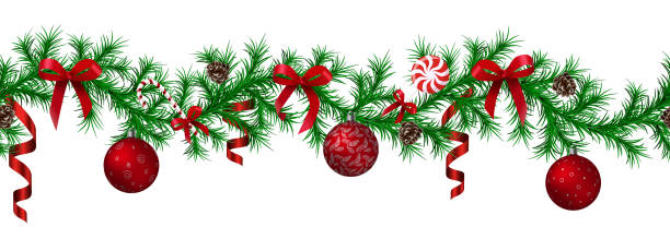 Detail Free Christmas Garland Clip Art Nomer 7