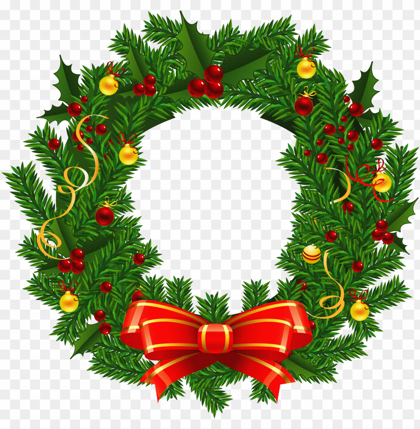 Detail Free Christmas Wreath Clip Art Nomer 19