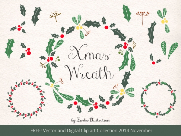 Detail Free Christmas Wreath Clip Art Nomer 31