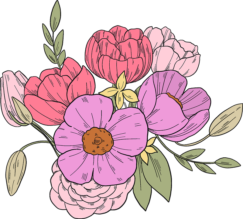 Detail Free Clipart Bouquet Of Flowers Nomer 30