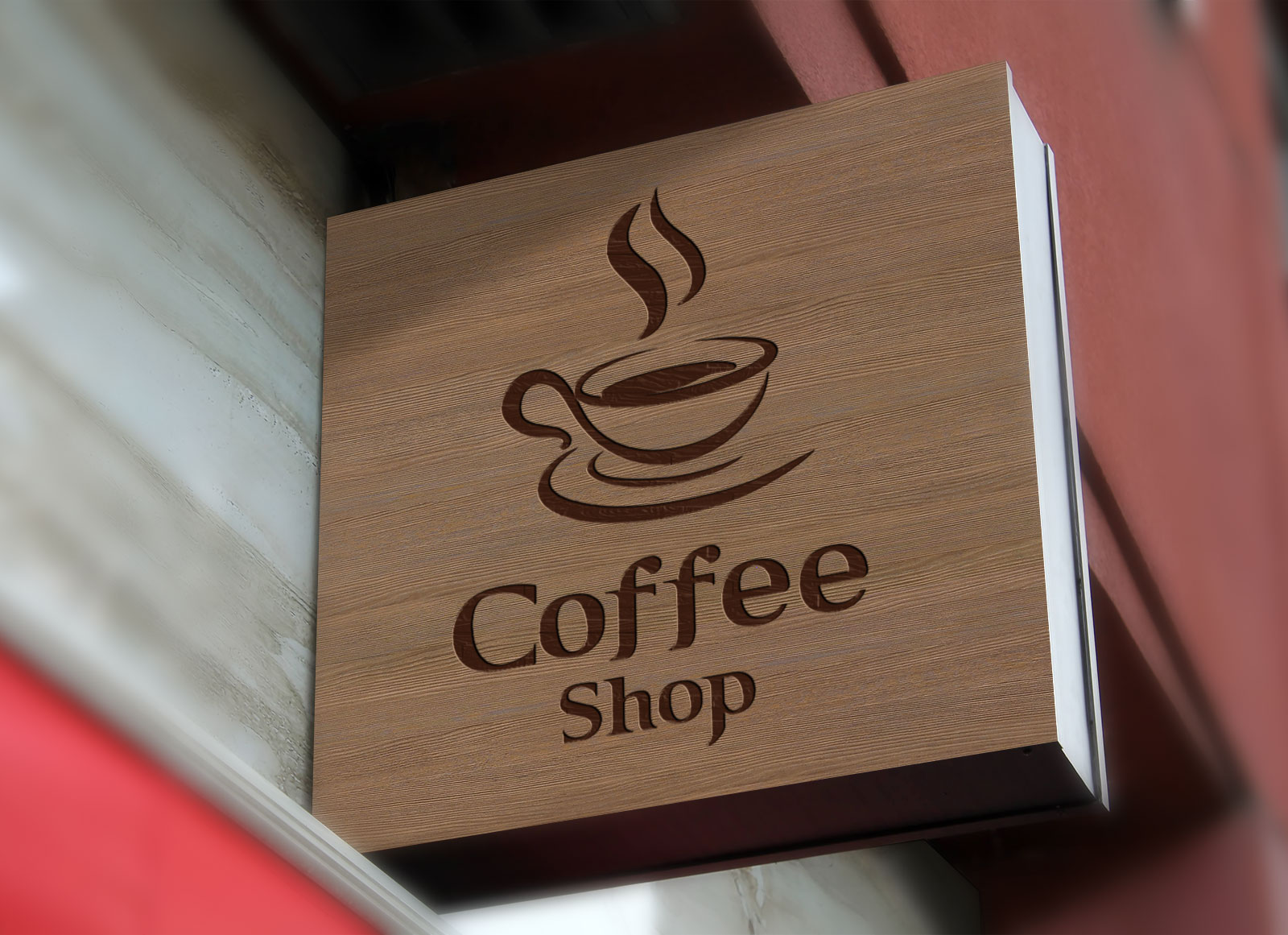 Detail Free Download Logo Mockup Wall Sign Caffee Nomer 3