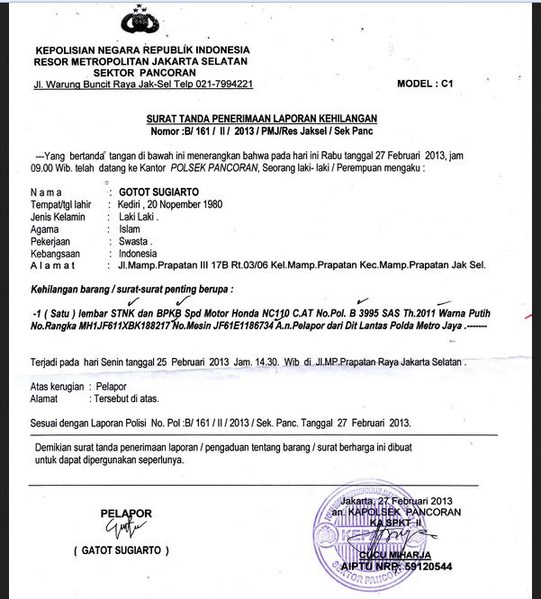 Detail Buat Surat Kehilangan Nomer 11