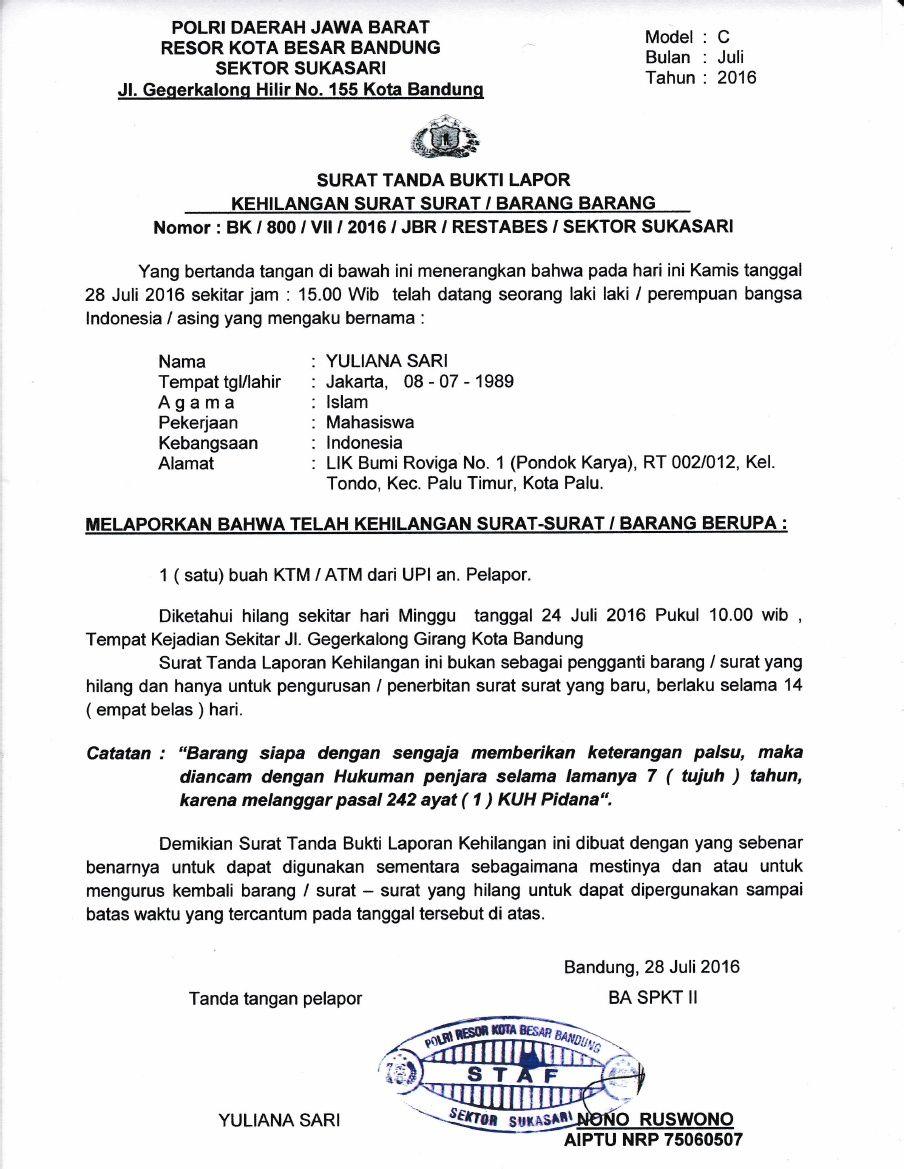 Detail Buat Surat Kehilangan Nomer 22