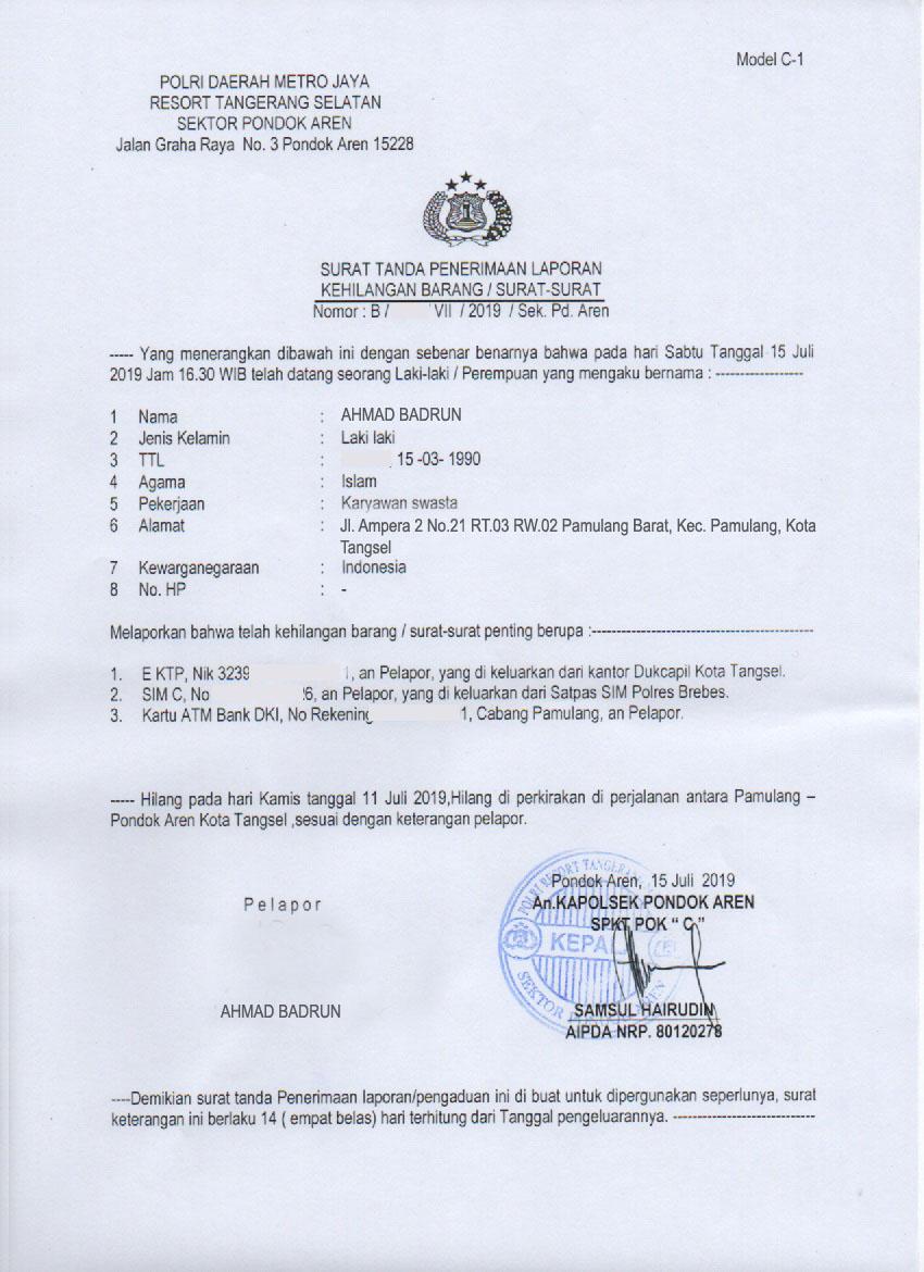 Detail Buat Surat Kehilangan Nomer 24