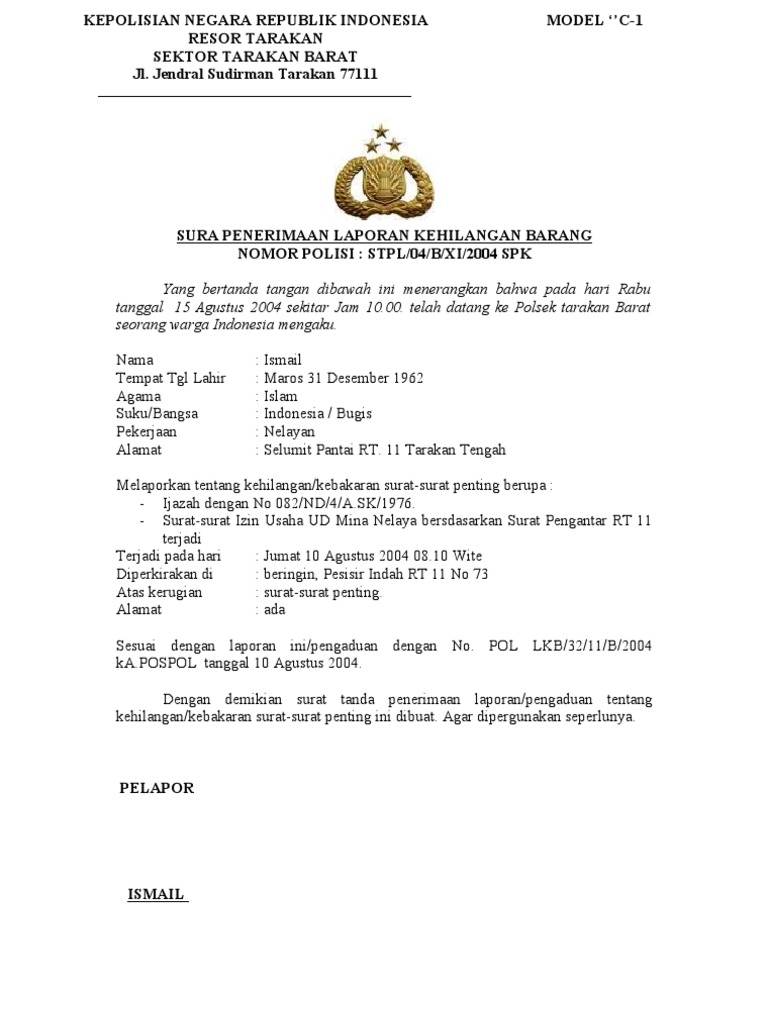 Detail Buat Surat Kehilangan Nomer 26