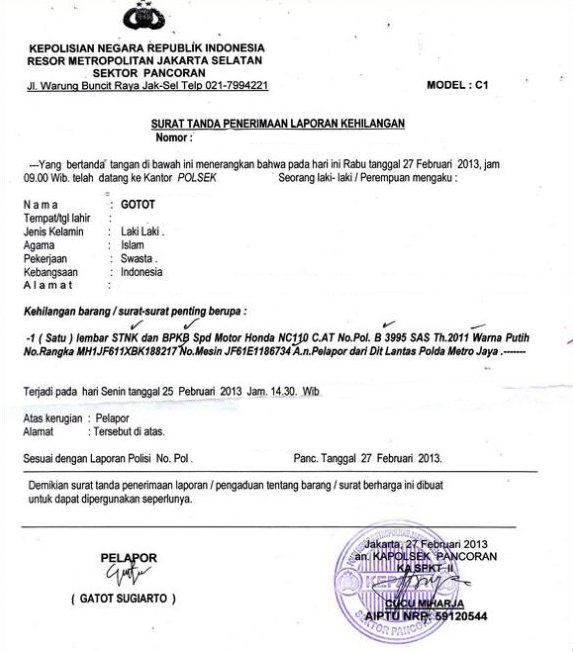 Detail Buat Surat Kehilangan Nomer 27