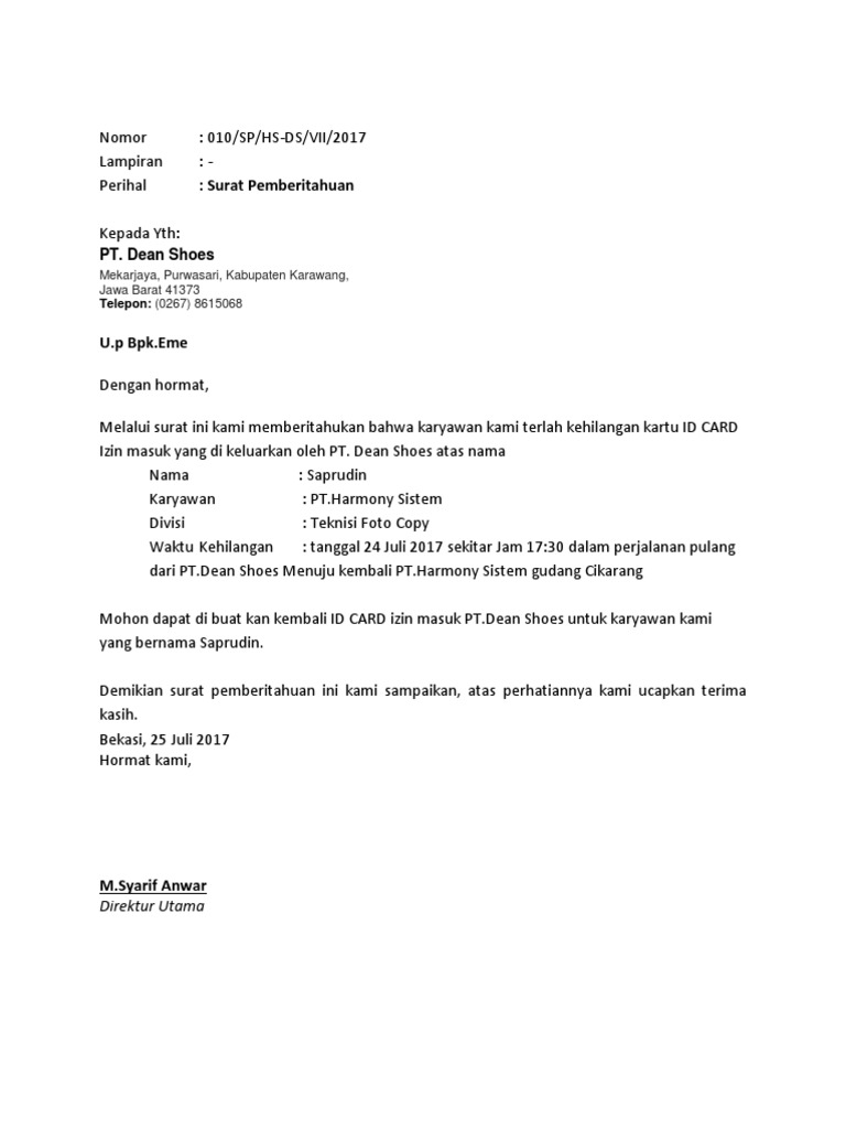 Detail Buat Surat Kehilangan Nomer 34
