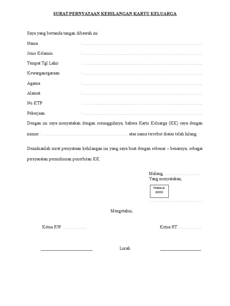 Detail Buat Surat Kehilangan Nomer 47