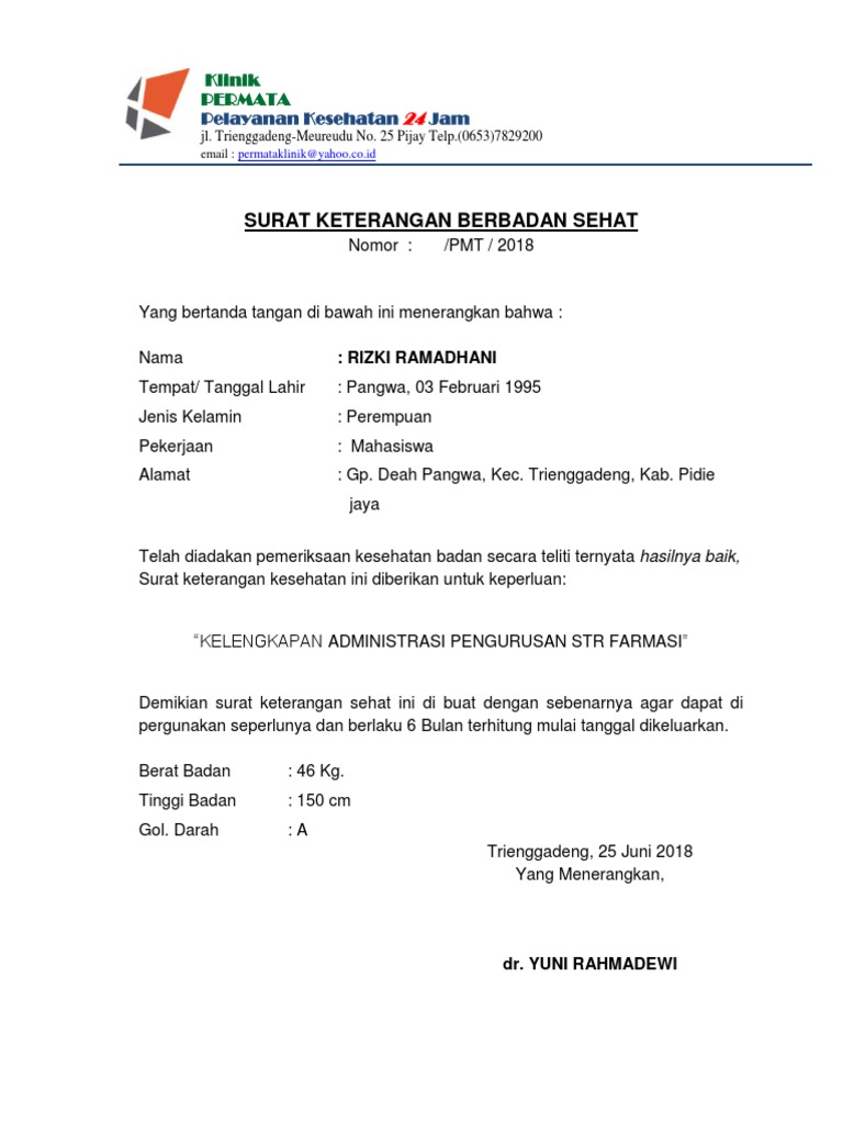 Detail Buat Surat Keterangan Sehat Nomer 40