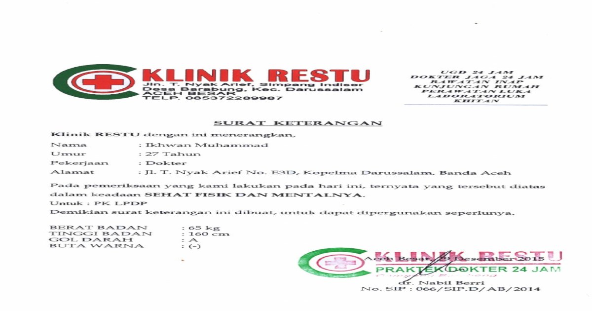 Detail Buat Surat Keterangan Sehat Nomer 8