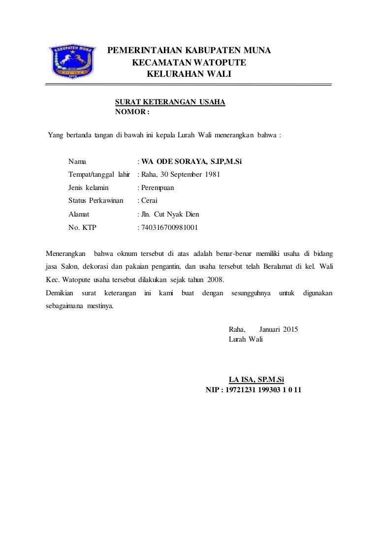 Detail Buat Surat Keterangan Usaha Nomer 20