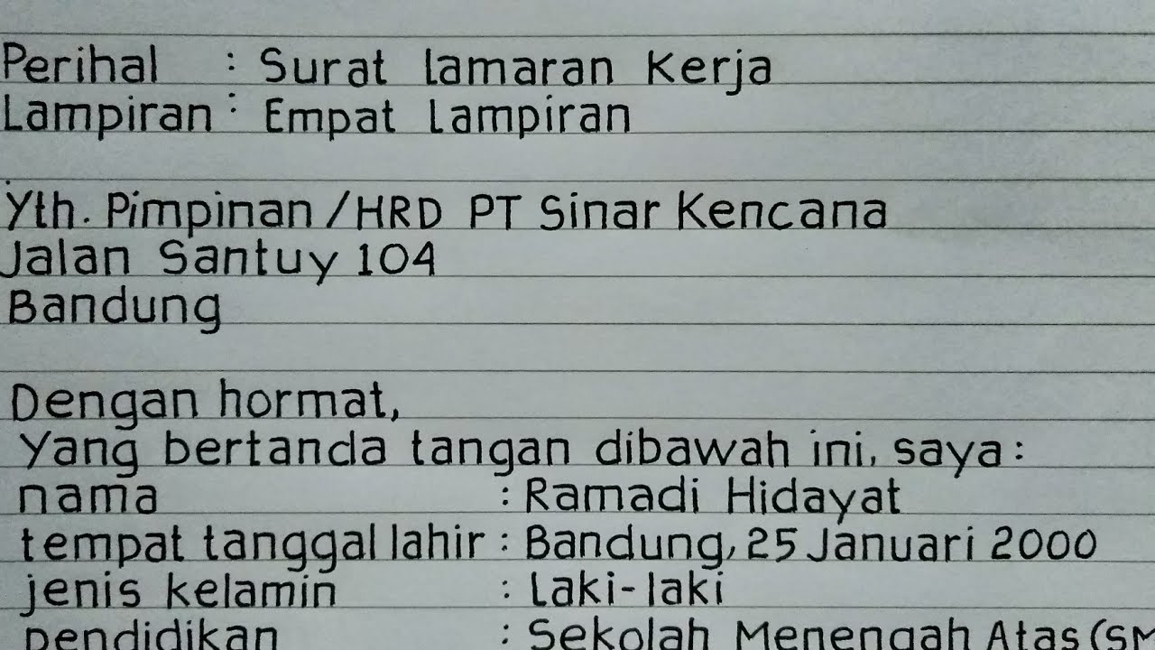 Detail Buat Surat Lamaran Kerja Tulis Tangan Nomer 27