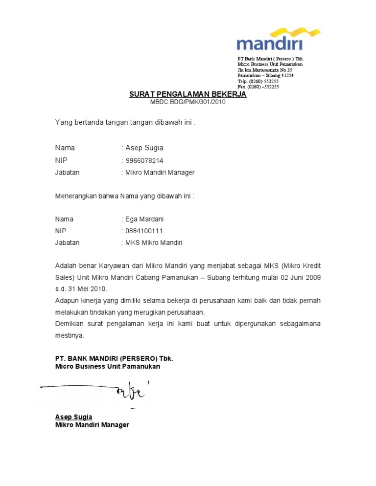 Detail Buat Surat Pengalaman Kerja Nomer 25