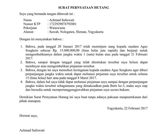 Detail Buat Surat Perjanjian Hutang Nomer 41