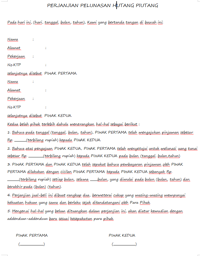 Detail Buat Surat Perjanjian Hutang Nomer 43