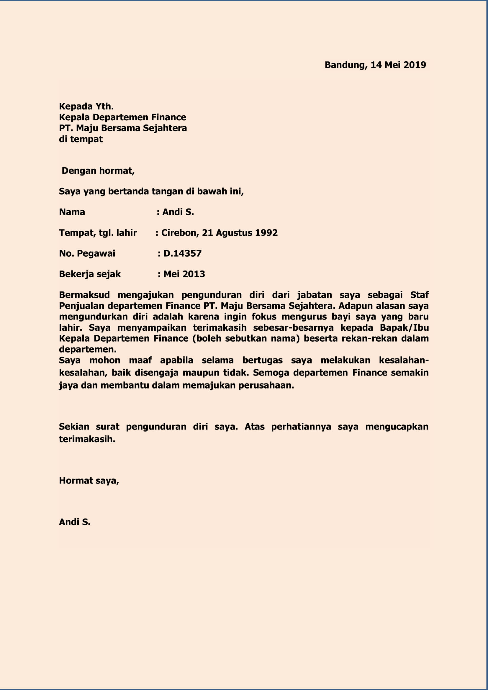 Detail Buat Surat Resign Nomer 34