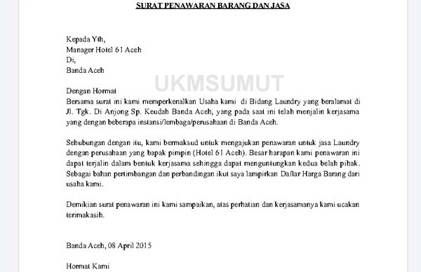 Detail Buatlah Contoh Surat Penawaran Nomer 27