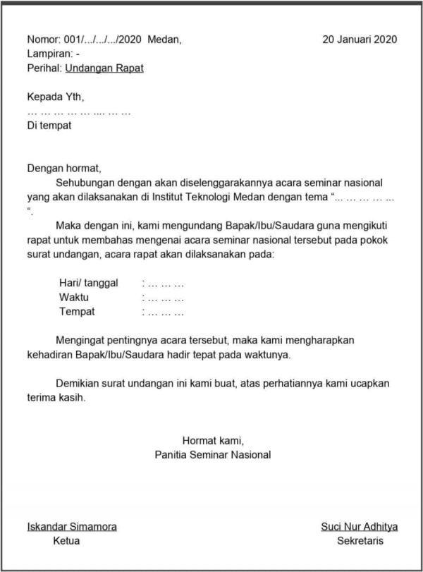 Detail Buatlah Contoh Surat Undangan Resmi Nomer 23