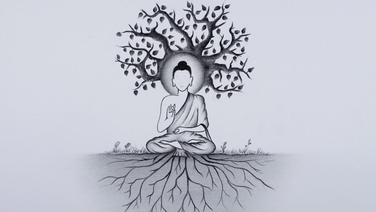 Detail Buddha Pencil Sketch Nomer 27