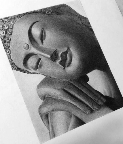 Detail Buddha Pencil Sketch Nomer 29