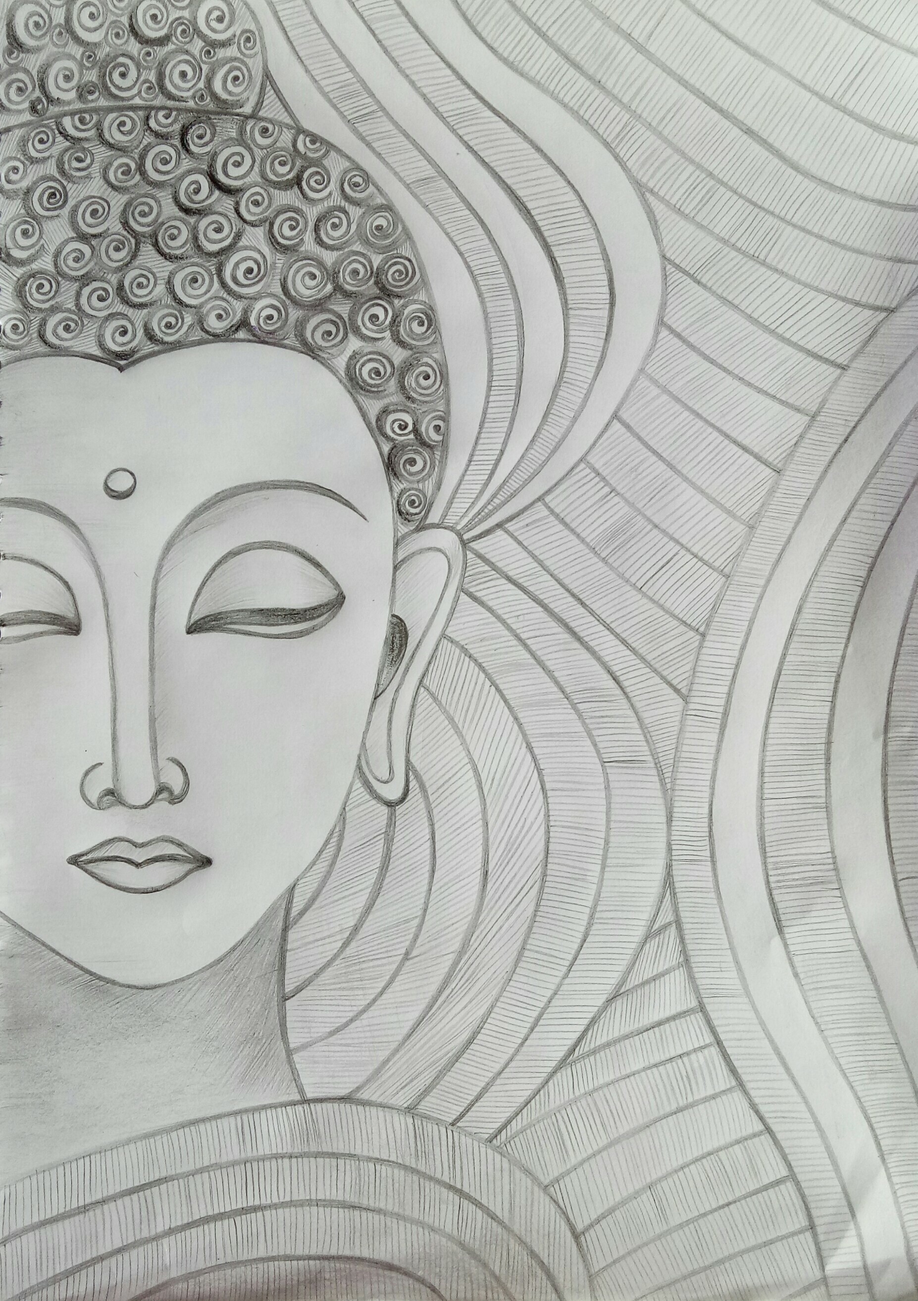 Detail Buddha Pencil Sketch Nomer 5